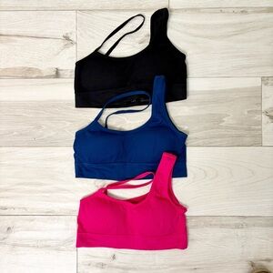 Women's sports bra Set 3pc - Black, Blue, and Pink